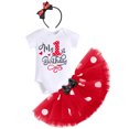 thumbnail image 2 of IBTOM CASTLE Toddler Baby Girls 1st 2nd Birthday Outfit Mini Polka Dots Romper Tutu Dress Mouse Ears Headband Princess Skirt Set for Photo Shoot 1 Year Red, 2 of 8