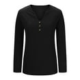 thumbnail image 4 of Delliss Tunic Shirts For Women Button V Neck Long Sleeve Top Fall Sweater S-2XL, 4 of 8