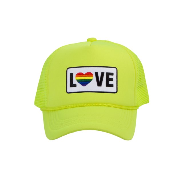 Adult Men's Pepperoni Pizza Slice Rope Foam Trucker Hat, Neon Yellow