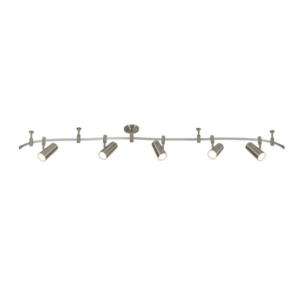 Catalina Lighting Ellipse Flex Track 5-Light Dimmable LED Track Light with 8' Adjustable Track Rail Modern Light Fixture for Kitchen, Living Room, Bedroom, or Office, 3000K, Brushed Nickel