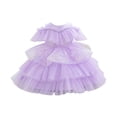 thumbnail image 2 of ZHOGXU Kids Girls Summer Dress Sleeveless Round Neck Solid Color Glitter Sequin Comfortable Fashion Mesh Tutu Dresses For Party,Purple,6-7 Years, 2 of 3