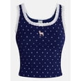 thumbnail image 5 of No Boundaries Cotton Blend Jersey Sleep Lace Tank Top, Women’s XXS-3X, 5 of 5