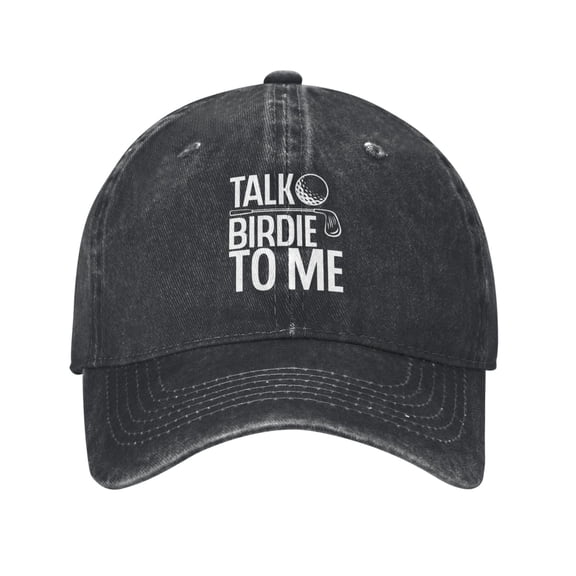 Talk Birdie To Me Golf Baseball Cap Vintage Soft Washed Denim,Golf Dad Hat Adjustable Trucker Hats for Men Women Unisex Adult,Black
