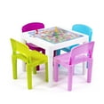 thumbnail image 4 of Humble Crew Forever Toddler Lightweight Plastic Table and 4 Chairs Set, Square White Table & Pink/Purple/Turquoise/Green Chairs, 4 of 8