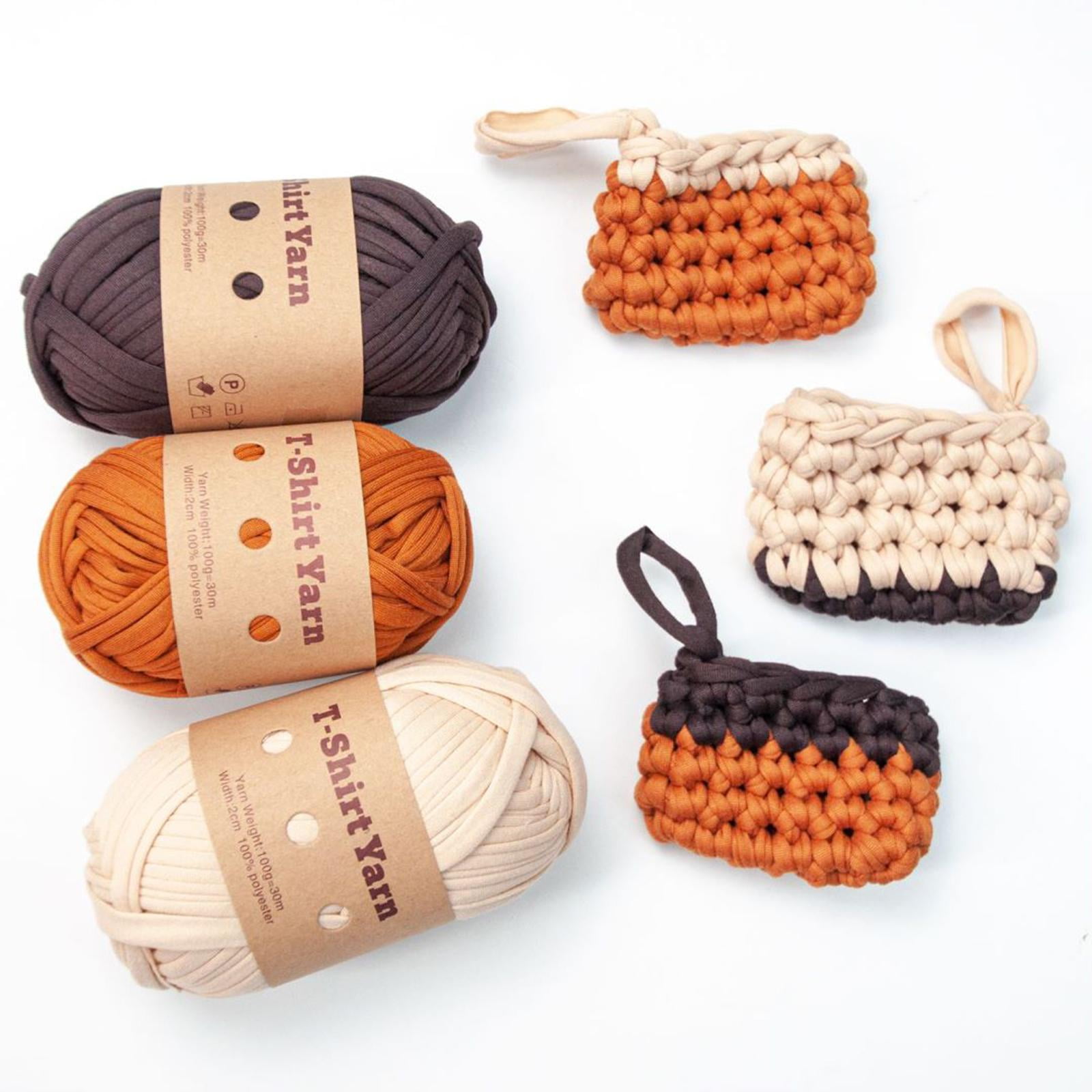  JeogYong T-Shirt Yarn, 400g/131 Yards Super Soft Fabric Crochet  Cloth T Shirt Yarn, Thick Hand Knitting Yarn for Crocheting  Bags/Baskets/Rugs, Home Decor, DIY Crafts (Orange)