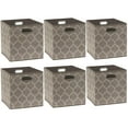 thumbnail image 4 of Simple Houseware Lot de 6 Bacs de Rangement en Tissu Imprimé avec Poignée Beige, 4 of 5