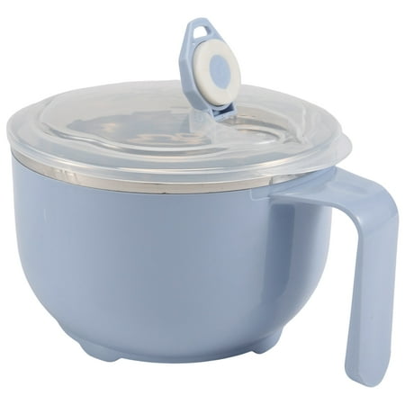 

Round Instant Noodle Bowl with Lid and Handles Stainless Steel Bowl Capacity Kitchen Noodle Bowl Blue