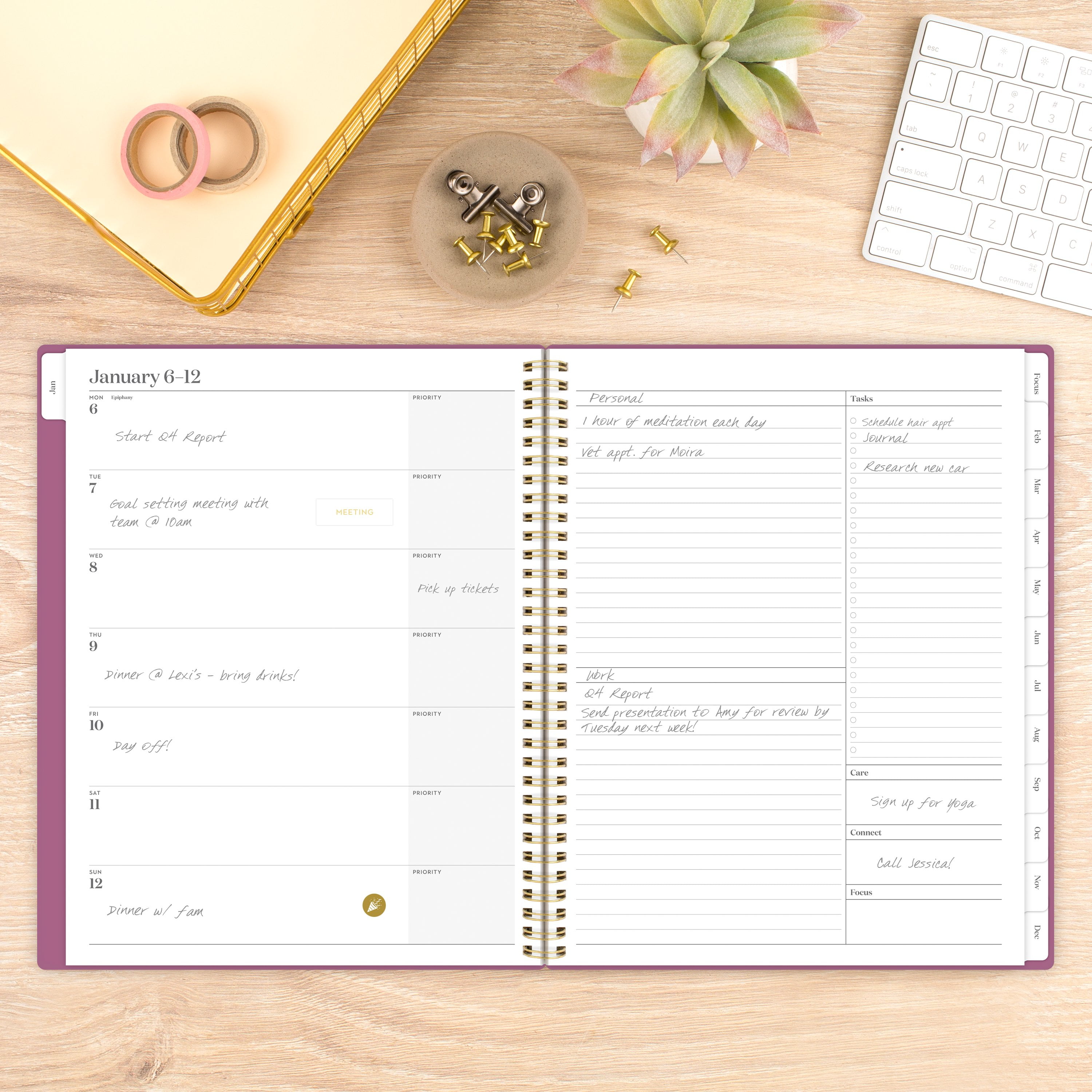 Cambridge WorkStyle Balance 2025 Weekly Monthly Planner, Red Violet, 8.5" x 11"