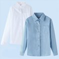 thumbnail image 4 of 6-7T Little Kids Boys Uniform Shirts School Button Up Dress Shirts Kids Long Sleeve Solid Collared Oxford Shirt Kids Tops for 4-15T, 4 of 5