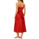 thumbnail image 3 of INSPIRAR CHIC Vestidos de Noche de Satén para Mujeres en el Día de la Madre, Chemise Suave con Cuello en V, Vestido de Pijama, Bata Larga, 2XL Rojo, 3 of 6