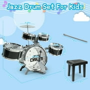 JUGAAD LIFE Kids Drum Set for Toddler 10-Piece Beginners Jazz Drum Set with Stools, Toys for Boys Girls Aged 3-14 Years Old Beginner Birthday Gift Black