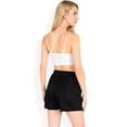 thumbnail image 5 of Women's Elastic Waist Pleated Drawstring Shorts with Side Pockets- Black,Large, 5 of 7