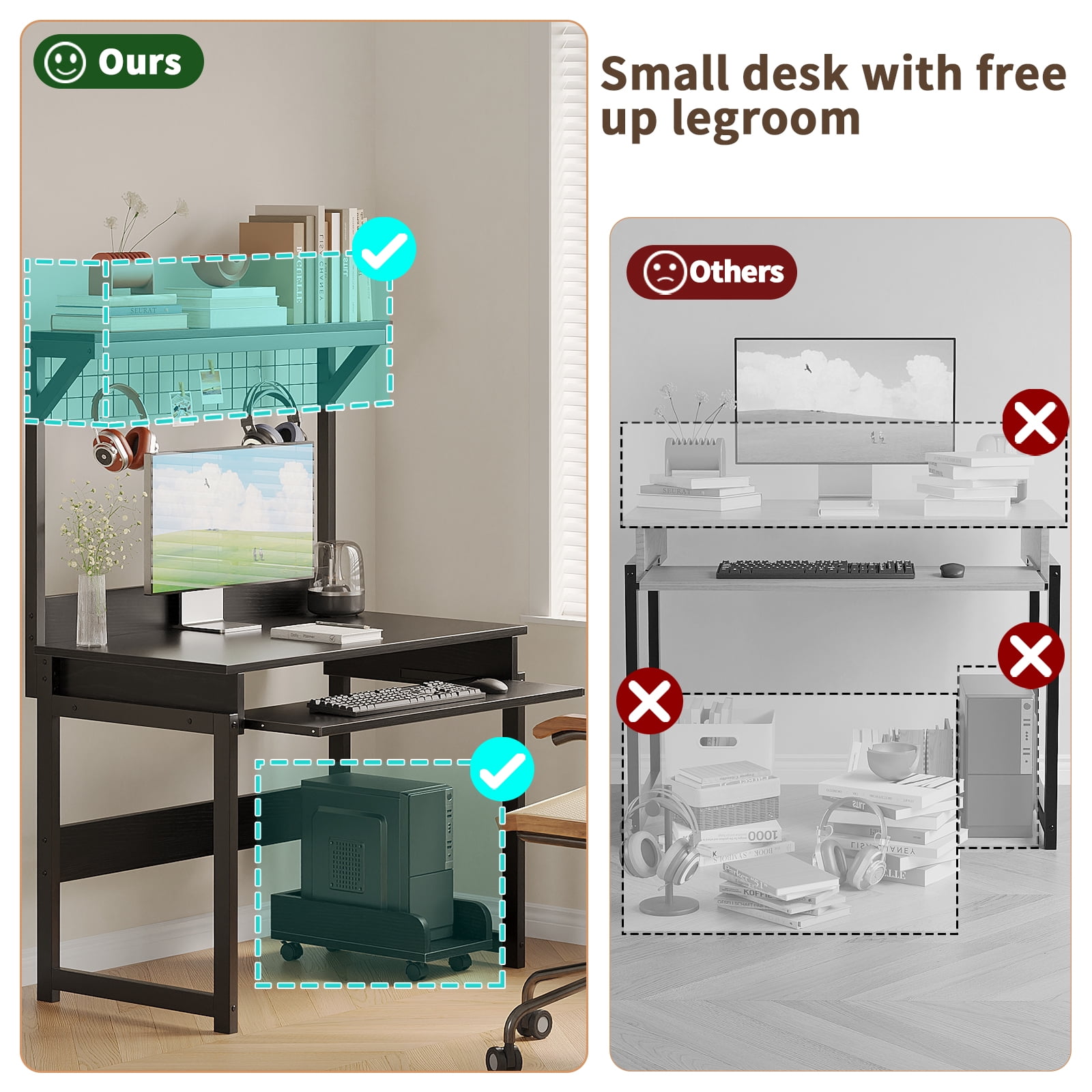 ALISENED 31.5" Computer Desk,Space-Saving Office Desk, Study Table, Writing Desk, and Workstation for Home Office