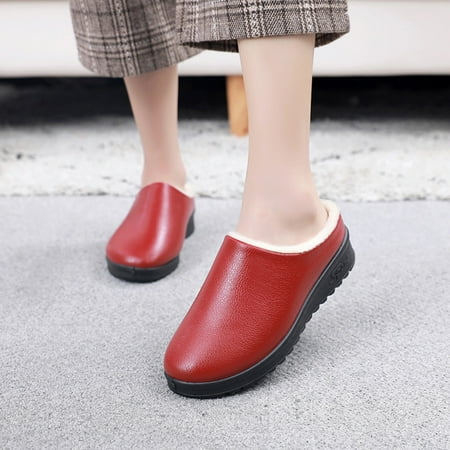 

Boots Deals AnuYalue Women s Suede Flat Heel Ankle Boots Winter House Slippers with Fuzzy Faux Fur Collar Memory Foam Slip on House Shoes Indoor Outdoor Rubber Sole