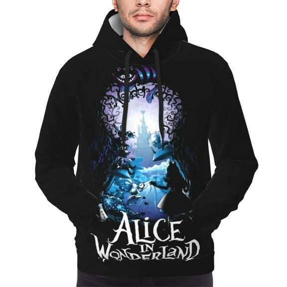 Unisex Alice in Wonden-Lan Pullover Hoodies 3D Print Novelty Sweatshirts Hoodie with Pocket for Men Women