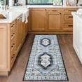 thumbnail image 2 of Haperlare Washable Runner Rug for Living Room Boho Tribal Bedroom Rug Vintage Oriental Area Rug Non Slip Throw Rugs Soft Low Pile Carpet, 2' x 6' Blue, 2 of 7