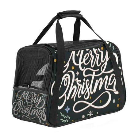 Christmas Luxury Pet Carrier Bag - Durable 900D Oxford Cloth Tote for Travel - Soft Base  Comfortable Nylon Webbing - 17x10x11.8 in/43x26x30 cm