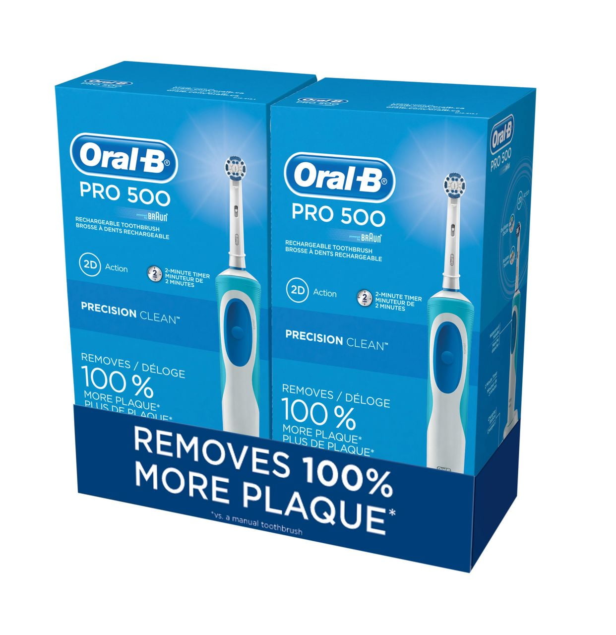 je bent Norm Vleugels Oral-B Pro 500 Rechargeable Toothbrush 2 Pack. - Walmart.com