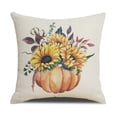 thumbnail image 3 of RV 4 piezas Fundas de almohada Otoño Cosecha Halloween Calabaza Hoja de arce Lino BRILLAR  Rojo Verde, 3 of 5