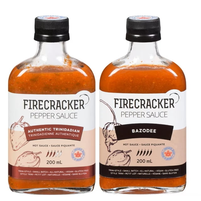 Firecracker Pepper Sauce Fan Favorites 2 Pack - Authentic Trinidadian 200ml & Bazodee 200ml