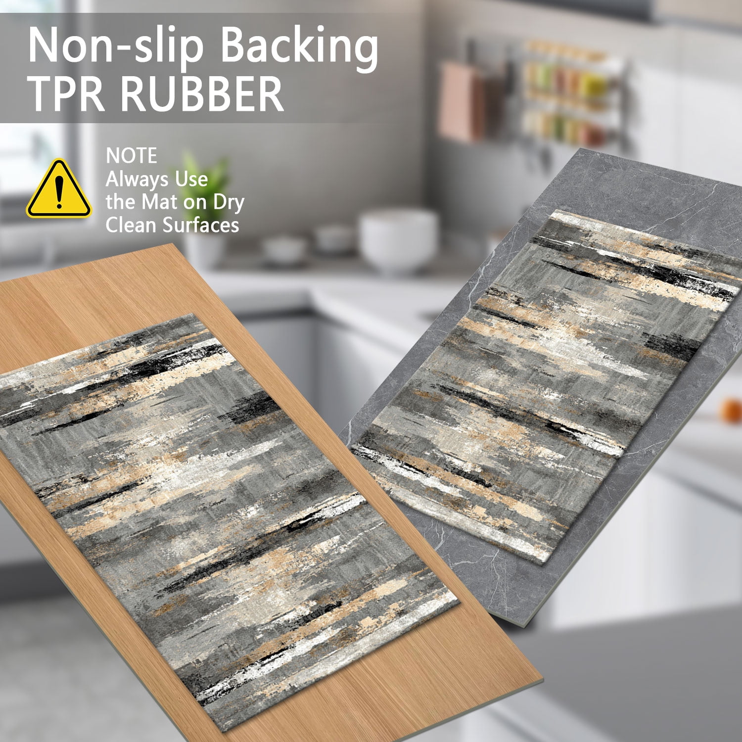 Three-Piece Kitchen Rug Set, Abstract Pattern Kitchen Hallway Rug, Soft And Comfortable, Suitable for Sinks, Floors, Entrances, Hallways, Bathrooms
