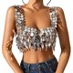 thumbnail image 3 of Top corto de lentejuelas sin mangas brillante brillante moderno ropa de baile sujetador halter Forma de cuadrilátero, 3 of 9