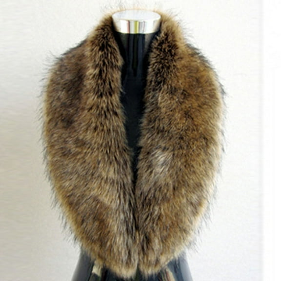 Teyfeniy Women's Faux Fur Collar Scarf Wrap Winter Warm Shawl Cape Elegant Neck Warmer Shawl Shrug for Ladies