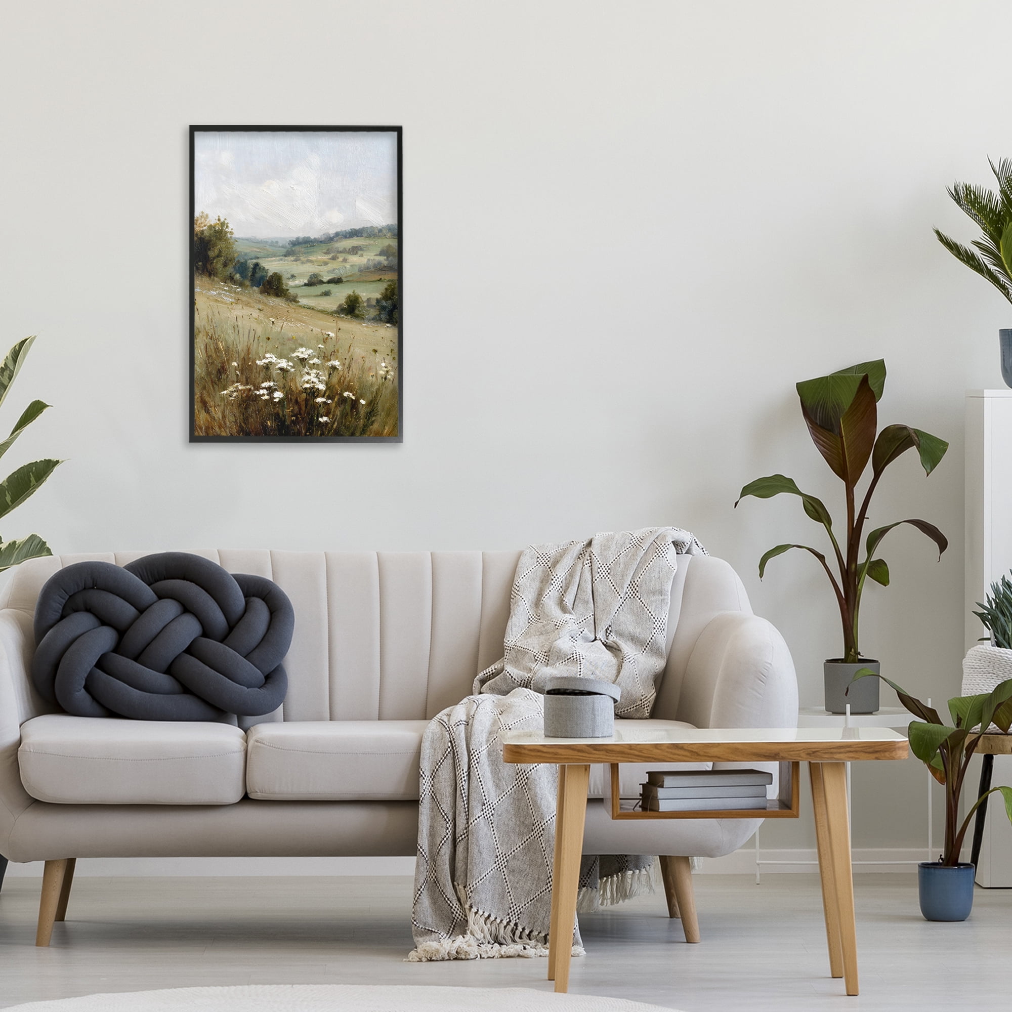 Stupell Industries Hill of White Flowers Black Framed Giclee Art, design by Petal Prints Design