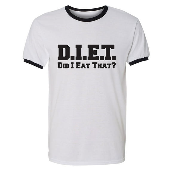 D.I.E.T. Did I Eat That? Adult Short Sleeve Ringer T-shirt