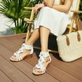 thumbnail image 5 of Ecetana Wedge Sandals for Women Floral Embellished Open-Toe Dressy Sandals with Zipper Summer Heeled Sandals, 5 of 6