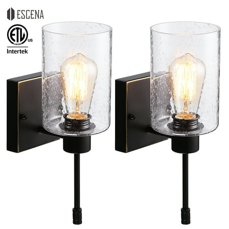 

ESCENA 2-Pack Seedy Bubble Glass Wall Sconce for Entrance Hallway Living Room Indoor Vintage Vanity Lights 40W Bulbs Included