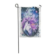 LADDKE Blue Unicorn Horse Graphics Space Watercolor Universe Stars and Galaxy Constella Garden Flag Decorative Flag House Banner 12x18 inch