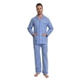 thumbnail image 1 of Apparonia Conjunto de Pijamas para Hombre de Algodón con Cuello con Muesca Pijamas para Hombre de Manga Larga Ropa de Dormir para Hombre con Bolsillos y Frente Fly Rayas Azules y Blancas 3XL, 1 of 7