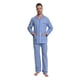 thumbnail image 1 of Apparonia Conjunto de Pijamas para Hombre de Algodón con Cuello con Muesca Pijamas para Hombre de Manga Larga Ropa de Dormir para Hombre con Bolsillos y Frente Fly Rayas Azules y Blancas XXL, 1 of 7