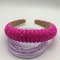 thumbnail image 3 of Sonducket Diademas con cuentas de cristal, tocado grueso de punto, aros de moda, diademas, tocados, regalo para mujer, fiesta, playa Accesorio para el cabello Rosa roja, 3 of 6