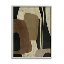 Stupell Industries Brown Retro Abstraction Abstract Painting Gray Framed Art Print Wall Art, 11 x 14