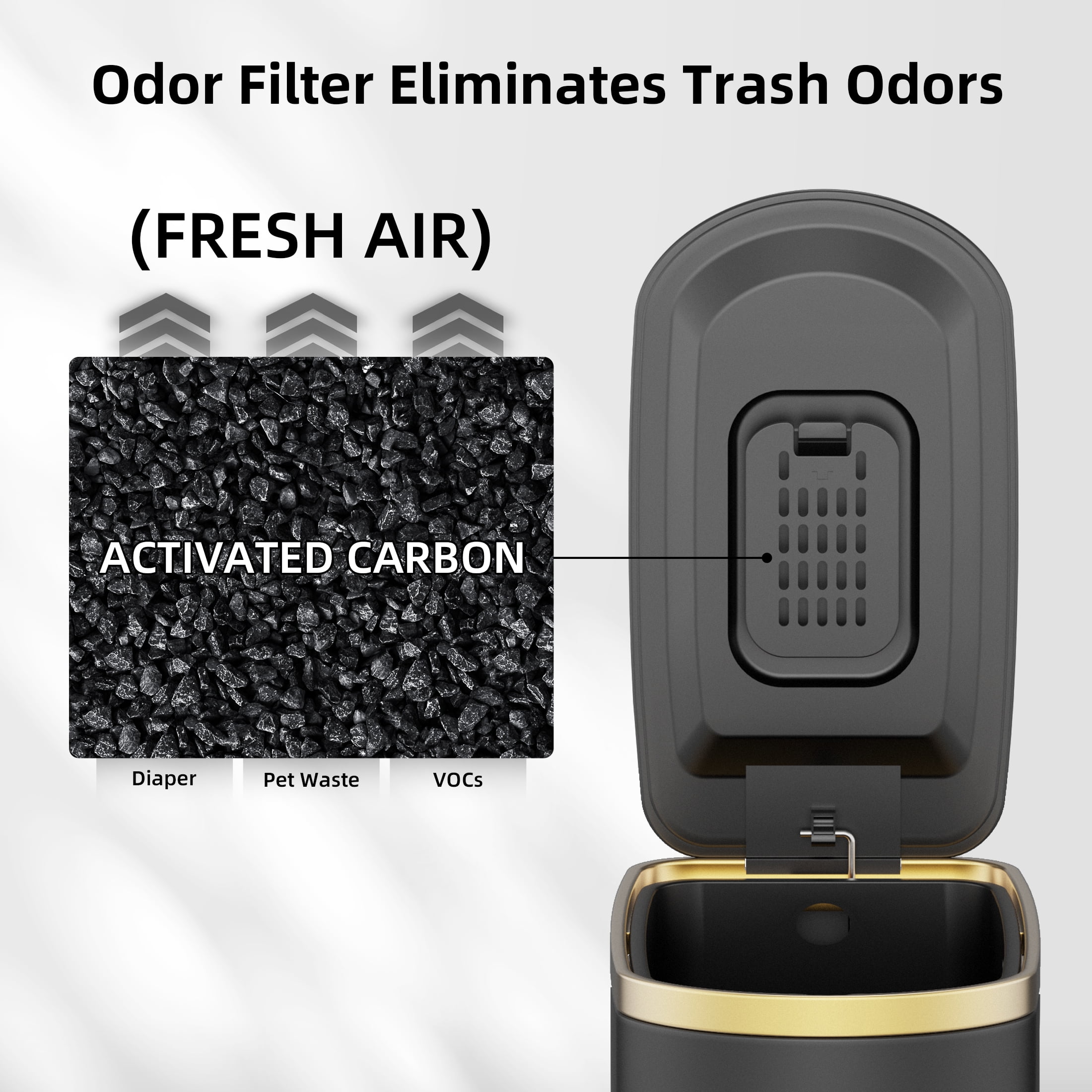 KSSKSS 2.6 Gallon/10L Slim Stainless Steel Bathroom Trash Can with Lid, Soft-Close Small Garbage Bin for Narrow Spaces, Black