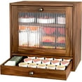 thumbnail image 1 of Wooden Bread Box for Kitchen Counter 3 Tier Large Bread Boxes with Window & Drawer Homemade Bread Storage Container Boite a Pain Pour Comptoir, Retro Brown, 1 of 8