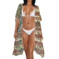 thumbnail image 3 of POLERO Casual Bikini Cover Up for Beach Polyester Quick Dry Long Kimono Swimsuit Cover Up Camo USA Flag Print, 3 of 6