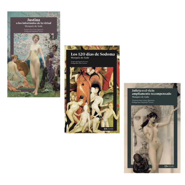 PAQUETE 3 LIBROS: "LOS 120 DÍAS DE SODOMA", "JUSTINA" Y "JULIETA" MARQUÉS DE SADE
