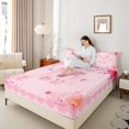 thumbnail image 4 of Castle Fairy Monogrammed Letter 3pcs Twin Sheet Sets,Dreamy Princess Twin Fitted Sheet,Flower Butterfly Breathable Flat Sheet,Microfiber Pink Bow Bedroom Decor, 4 of 7