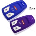 thumbnail image 3 of 2pcs Dobrev 4 Buttons Silicone Case Protector Key Fob Cover Smart Car Remote Holder for Audi TT A4 A5 S4 S5 Q7 SQ7 2017 2018 with Panic Button (Purple and Blue), 3 of 5