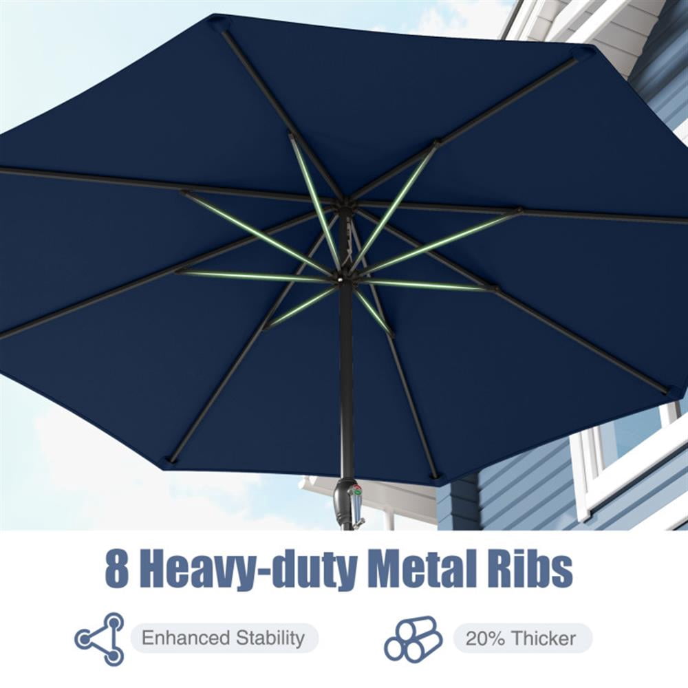 Spaco Outdoor Heavy Duty Market Umbrella with Crank Handle and 8 Sturdy Ribs, Outdoor Umbrellas for Patio, Patio Table Umbrella, Deck Umbrella-Navy