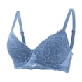 thumbnail image 2 of Inglocry Lace Nursing Bra, Wirefree Padded Nursing Bras for Breastfeeding, V Neck Maternity Bra for Pregnancy, Soft Lace Blue 85B, 2 of 7