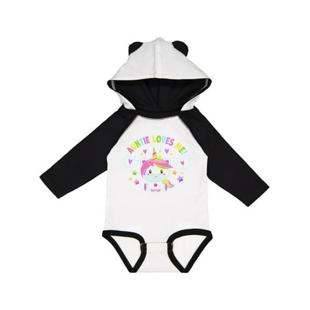 

Inktastic Auntie Loves Me with Cute Rainbow Unicorn Gift Baby Boy or Baby Girl Long Sleeve Bodysuit