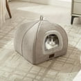 thumbnail image 2 of Camas para Gatos de Interior - Casa y Tienda para Gatos con Cojín Acolchado Extraíble y Lavable, Cama Suave y Cómoda para Gatitos, Cama para Mascotas (Grande, Beige), 2 of 6