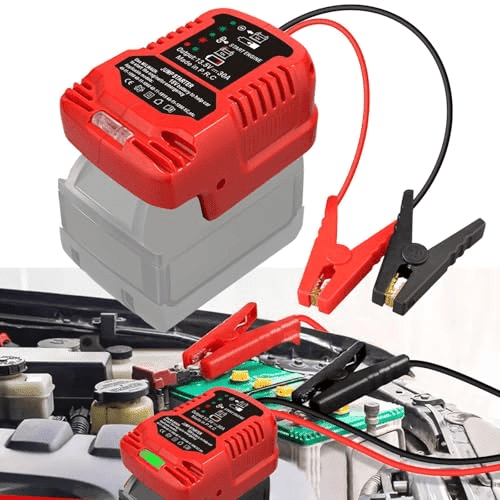 Jump Starter Adapter for Milwaukee 18V Li-ion Battery Powered with Jumper Cable Clamps Portable Car Battery Charger Jump Starter(Battery Not Included)