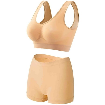 Njoeus Everyday Bras Women s Sports Bras Women s Wire Free Push Up Bras Seamless Comfort Breathable Wireless Sports Bra and Panty Sets for Women Underwear Set T Shirt Bra