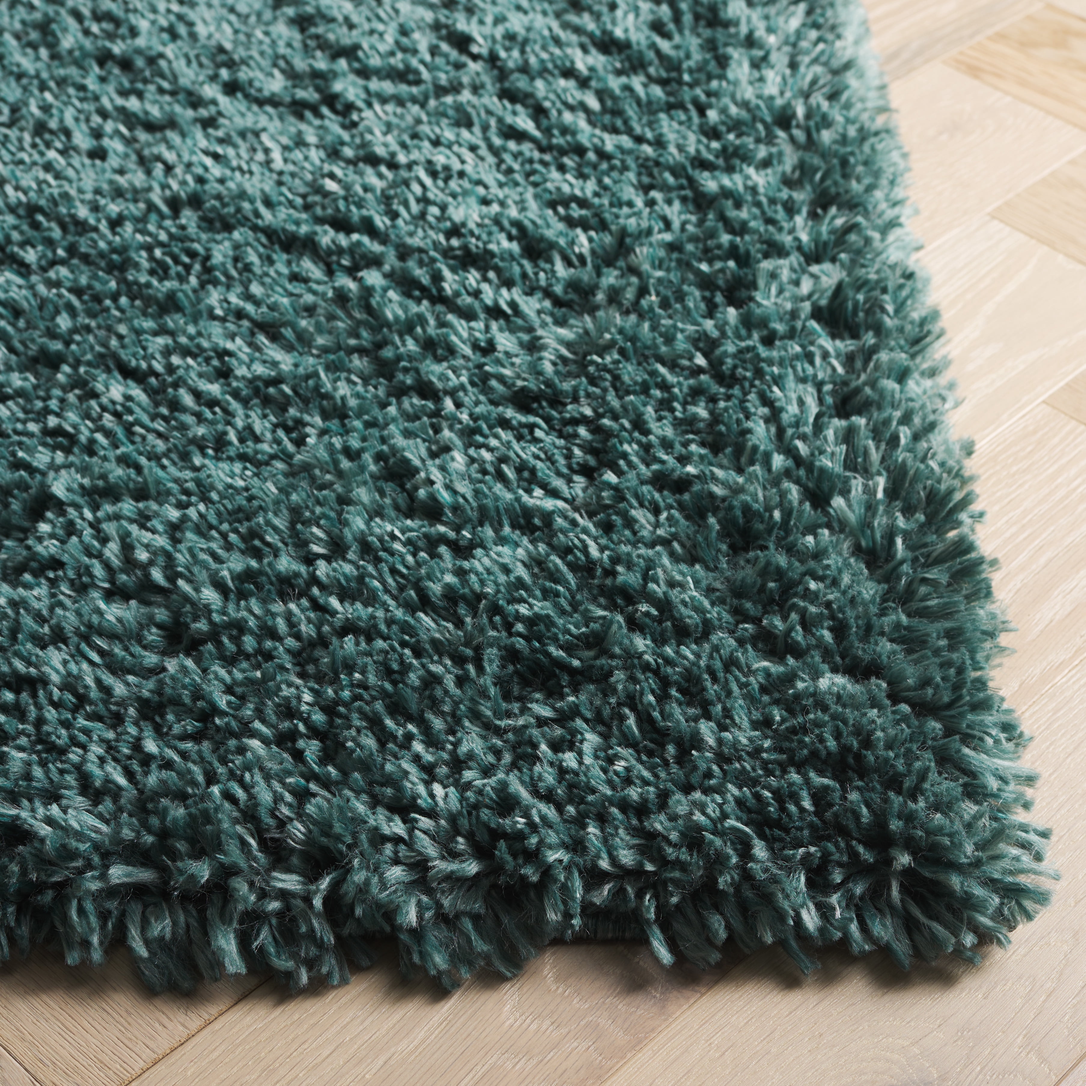 SAFAVIEH Fontana Jamie Solid Shag Area Rug, Dark Green, 9' x 12'