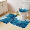 thumbnail image 4 of Abstract Urban Silhouette Bathroom Rugs Set Blue Watercolor Building Non Slip Absorbent Soft Bath Mats 3 Piece Set with Bathroom Rug, U-Shaped Floor Mat, Toilet Seat Cover Large Size, 4 of 9